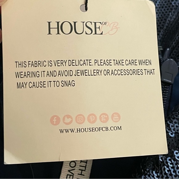 House of CB | Dante Navy Sequin Deep V Mini Dress New - Picture 10 of 12